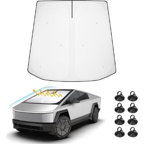 Windshield Sun Shade for Tesla Cybertruck 2024, Upgraded Nano Materials Front Window Shade Cover for Cybertruck Accessories, Foldable Windshield Sunshade UV Rays Protector for Tesla