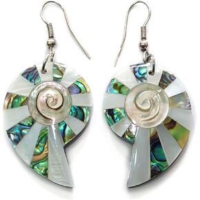 Iridescent Paua Abalone Shell Earrings, Natural Mother of Pearl Earrings, Handmade Dangle Drop Abalone Earrings, Seashell Earrings for Women Fashion Jewelry BA268