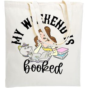 WZJHCL Princess Belle Tote Bag Beauty Belle Tote Shopping Bag Book Lover Reader Handbag My Weekend Is Booked Shoulder Bag