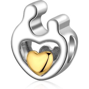 ABUN Love Heart Charms for Christmas 925 Sterling Silver Love in Your Hands Mom Grandma Heart Charms Beads Jewelry Gift for Women
