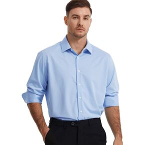 Men's Knitted Button Down Shirt Long Sleeve Stretch Wrinkle-Free Comfortable Shirts