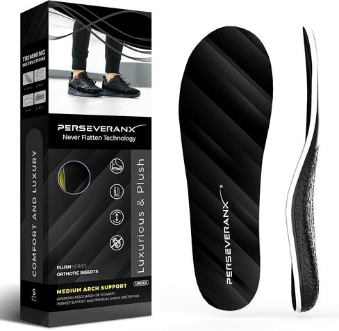 NASA Grade Never Flatten Plantar Fasciitis Insoles, Medium Arch Support Orthotics, Relieve Flat Feet, High Arch, Foot Pain, Next Level Elasticity for Comfort and Shock Absorption in Saudi Arabia