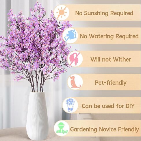 3 pcs Artificial Fake Cherry Blossom Flowers Branches for Vase, Faux Silk Cherry Stems Tall Vase Filler, Cherry Decor Vase Arrangements for Home Party Indoor Decor, Vase Not Included(White) in Saudi Arabia