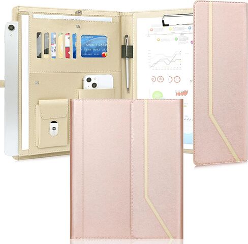 During Portfolio Binder Padfolio Folder,Cross Grain Faux Leather Business Portfolio Folder for Women A4 / Letter Size Padfolio Organizer Case for Conference Meeting Interview in Saudi Arabia