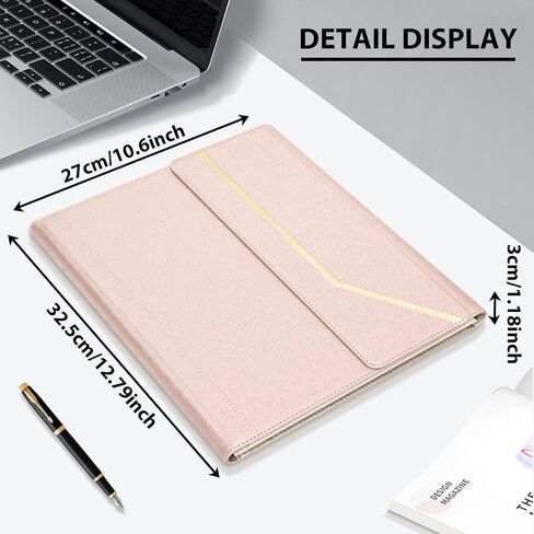 During Portfolio Binder Padfolio Folder,Cross Grain Faux Leather Business Portfolio Folder for Women A4 / Letter Size Padfolio Organizer Case for Conference Meeting Interview in Saudi Arabia