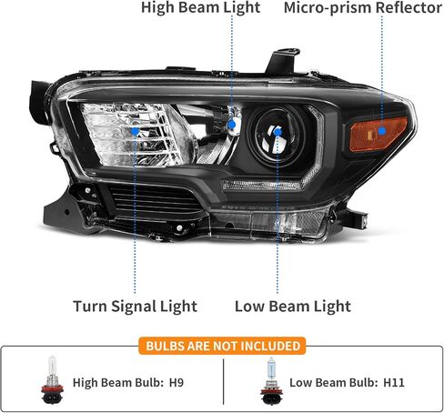 DWVO Headlights Assembly Compatible with 2012 2013 2014 2015 Tacoma 12-15 Tacoma Pickup Headlamp Pair Replacement Black Housing Amber Reflector Driver and Passenger Side in Saudi Arabia