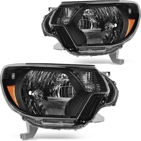 DWVO Headlights Assembly Compatible with 2012 2013 2014 2015 Tacoma 12-15 Tacoma Pickup Headlamp Pair Replacement Black Housing Amber Reflector Driver and Passenger Side in Saudi Arabia