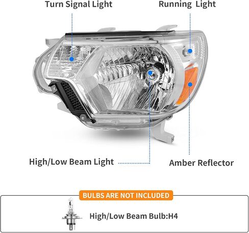 مجموعة المصابيح الأمامية DWVO متوافقة مع 2012 2013 2014 2015 Tacoma 12-15 Tacoma Pickup Headlamp زوج استبدال أسود الإسكان العنبر عاكس سائق وجانب الركاب in Kuwait