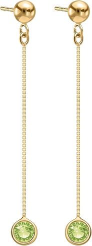 14K Yellow Gold Amethyst/Blue Topaz/Citrine/Emerald/Garnet/Peridot Dangle Earrings, 4mm Round Citrine Gemstones, Soft Silicone gold back, Dangle Earrings For Women Gift For Her Jewelry For Women in Saudi Arabia