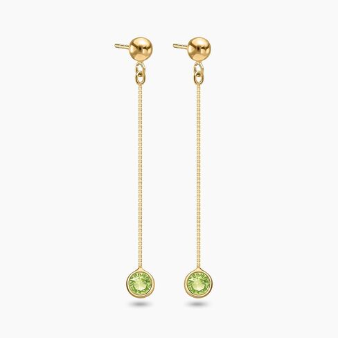14K Yellow Gold Amethyst/Blue Topaz/Citrine/Emerald/Garnet/Peridot Dangle Earrings, 4mm Round Citrine Gemstones, Soft Silicone gold back, Dangle Earrings For Women Gift For Her Jewelry For Women in Saudi Arabia