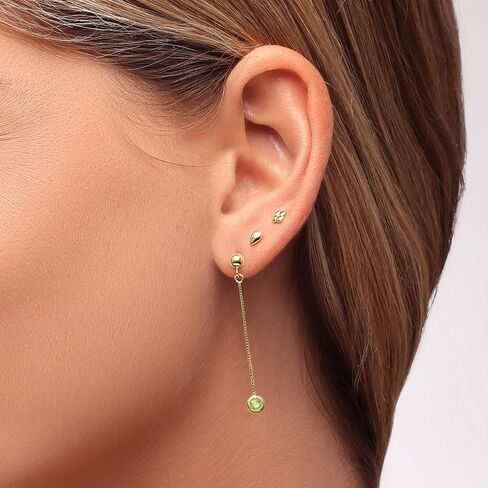 14K Yellow Gold Amethyst/Blue Topaz/Citrine/Emerald/Garnet/Peridot Dangle Earrings, 4mm Round Citrine Gemstones, Soft Silicone gold back, Dangle Earrings For Women Gift For Her Jewelry For Women in Saudi Arabia
