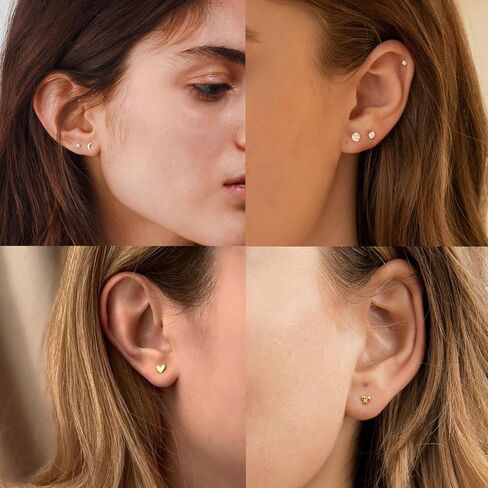 Gold Nose Stud for Women,Hypoallergenic Surgical Steel Tragus Helix Cartilage Conch Earrings for Multiple Piercing,20G Flat Back Threadless Nose Stud Rings, Titanium Ball CZ Lip Labret Nose Stud in Saudi Arabia
