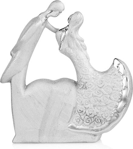 NUPTIO Romantic Couple Figurines in Love, Silver Wedding Anniversary Present for Couple, Wedding Love Figurines Ornaments, Couple Ceramic Sculpture for Valentine's Day Home Living Room Bedroom Decor in Saudi Arabia