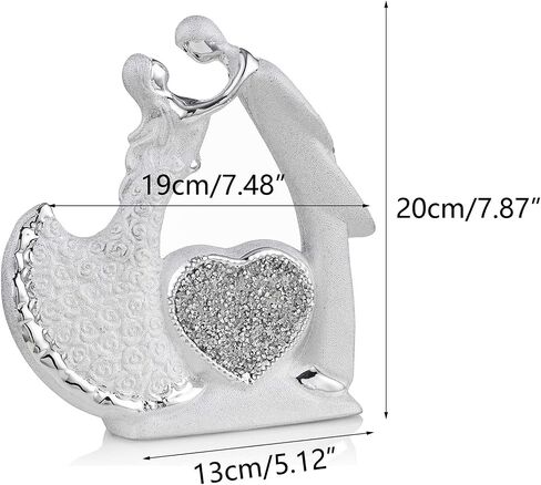 NUPTIO Romantic Couple Figurines in Love, Silver Wedding Anniversary Present for Couple, Wedding Love Figurines Ornaments, Couple Ceramic Sculpture for Valentine's Day Home Living Room Bedroom Decor in Saudi Arabia