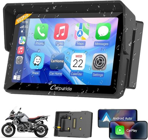 Carpuride W702B PRO Motorcycle Carplay Screen for BMW R1200GS R1250GS S1000XR Motorcycle, 7 inch Waterproof Touchscreen, Portable Carplay/Android Auto GPS Navigation for Motorbike, Dual Bluetooth in Kuwait