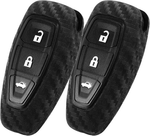 Key Fob Case Carbon Fiber Pattern Silicone Cover Compatible with Ford C-MAX Escape Fiesta Focus Focus RS Fusion 3 Button in Saudi Arabia