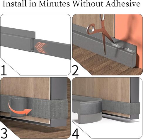 Upgraded Door Draft Stopper for Bottom of Door, Under Door Gap Filler Hook & Loop Strip Easy to Install Stripping Door Seal, Light and Dust Blocking for Front Door, Bedroom, Up to 36inch White in Saudi Arabia