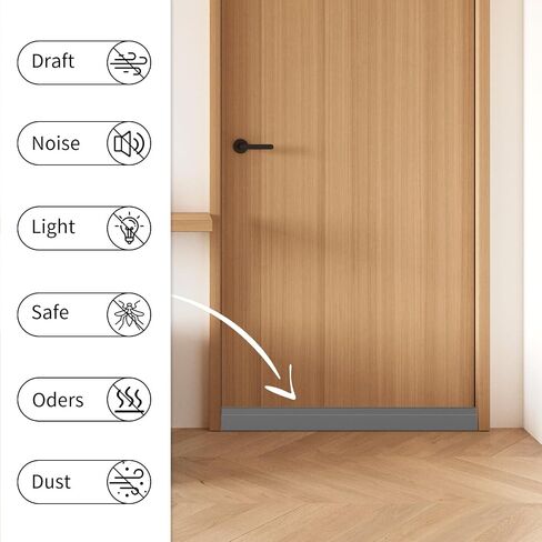 Upgraded Door Draft Stopper for Bottom of Door, Under Door Gap Filler Hook & Loop Strip Easy to Install Stripping Door Seal, Light and Dust Blocking for Front Door, Bedroom, Up to 36inch White in Saudi Arabia