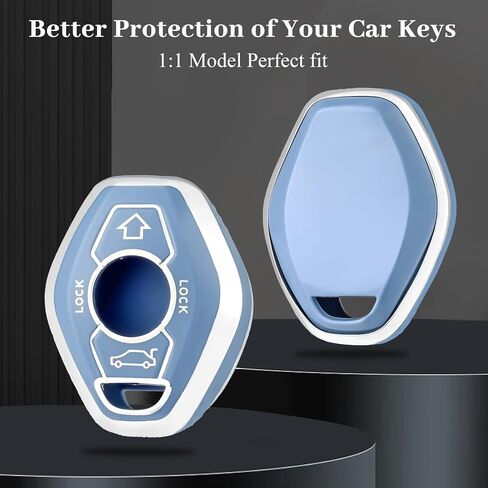 for BMW Key Fob Cover, Soft TPU Protection Key Fob Case Compatible with BMW 3 5 7 Series M3 M5 M6 X3 X5 Z3 Z4 Z8 LX8FZV Smart Car Key Accessories (Silver Purple) in Kuwait