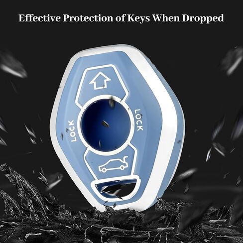 for BMW Key Fob Cover, Soft TPU Protection Key Fob Case Compatible with BMW 3 5 7 Series M3 M5 M6 X3 X5 Z3 Z4 Z8 LX8FZV Smart Car Key Accessories (Silver Purple) in Kuwait