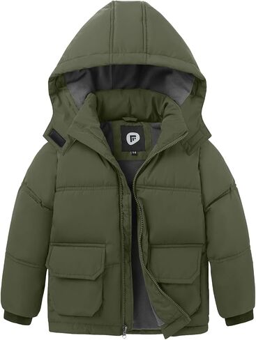 Boys Winter Coat Kids' Thick Puffer Jackets with Removable Hood Warm Quilted Coats in Saudi Arabia