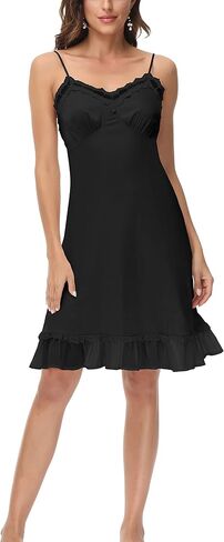 Belle Poque Womens full Slip Dresses Satin Chemise Nightgown Adjustable Spaghetti Strap Slip Dress in Saudi Arabia