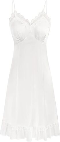 Belle Poque Womens full Slip Dresses Satin Chemise Nightgown Adjustable Spaghetti Strap Slip Dress in Saudi Arabia