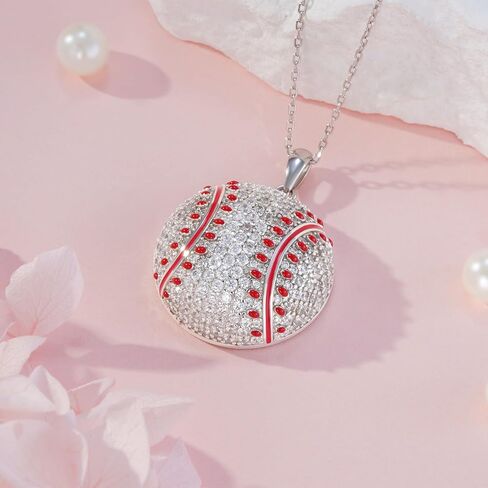 Volleyball/Baseball/Softball/Basketball/Soccer Necklace S925 Sterling Siver Ball Gifts for Women Ball Jewerly Gift for Women in Saudi Arabia