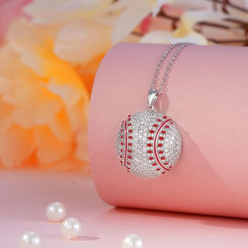 Volleyball/Baseball/Softball/Basketball/Soccer Necklace S925 Sterling Siver Ball Gifts for Women Ball Jewerly Gift for Women in Saudi Arabia