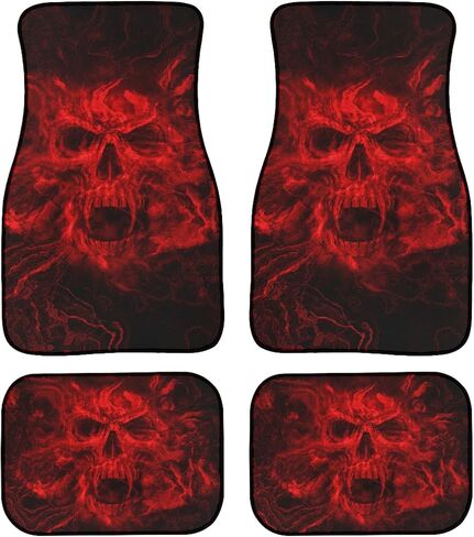 Mushroom Car Floor Mats Full Set of 4,Vintage Woodland Nature Mushroom Forest Plants Botanical Texture on Black Universal Front Rear Floor Mats for Cars Auto Car Decor Accessories for Trucks in Saudi Arabia
