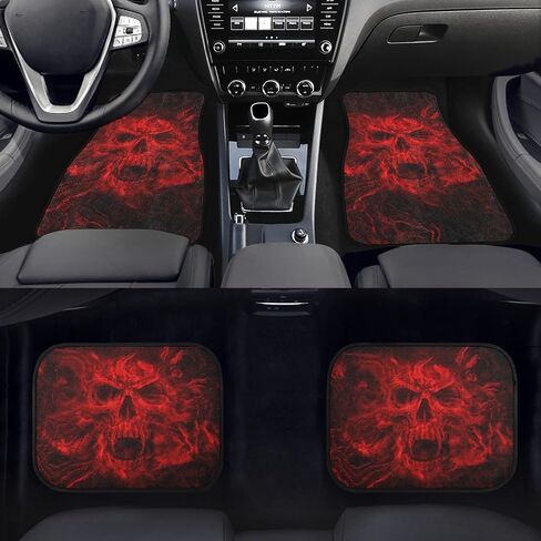 Mushroom Car Floor Mats Full Set of 4,Vintage Woodland Nature Mushroom Forest Plants Botanical Texture on Black Universal Front Rear Floor Mats for Cars Auto Car Decor Accessories for Trucks in Saudi Arabia