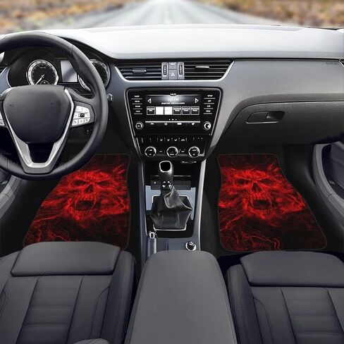 Mushroom Car Floor Mats Full Set of 4,Vintage Woodland Nature Mushroom Forest Plants Botanical Texture on Black Universal Front Rear Floor Mats for Cars Auto Car Decor Accessories for Trucks in Saudi Arabia