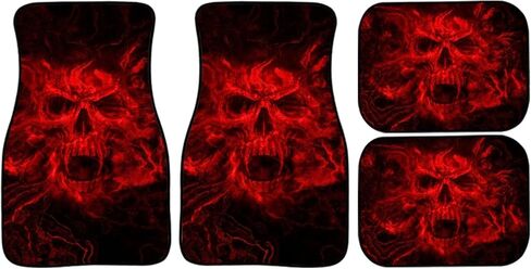 Mushroom Car Floor Mats Full Set of 4,Vintage Woodland Nature Mushroom Forest Plants Botanical Texture on Black Universal Front Rear Floor Mats for Cars Auto Car Decor Accessories for Trucks in Saudi Arabia