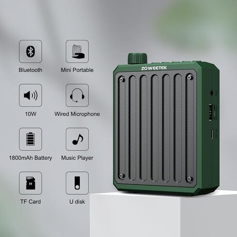 ZOWEETEK Bluetooth Voice Amplifier for Teachers,Voice Amplifier Microphone Headset, Portable Voice Amplifier for Classroom, Meeting,Tourist guide, Church,Supports MP3 Format Audio, Teacher Must Haves in Saudi Arabia