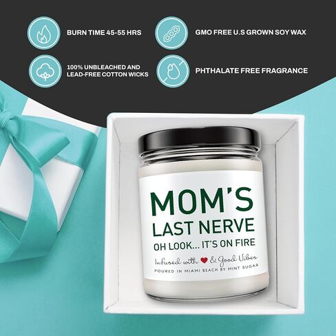 Moms Last Nerve Candle - Mom Christmas Gifts - Gifts for Mother - Mom Gift Funny - Mothers Day Gift for Mom - Mother's Day Gift Ideas - Birthday Gift for Mom in Saudi Arabia