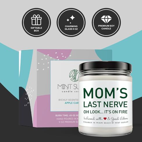 Moms Last Nerve Candle - Mom Christmas Gifts - Gifts for Mother - Mom Gift Funny - Mothers Day Gift for Mom - Mother's Day Gift Ideas - Birthday Gift for Mom in Saudi Arabia
