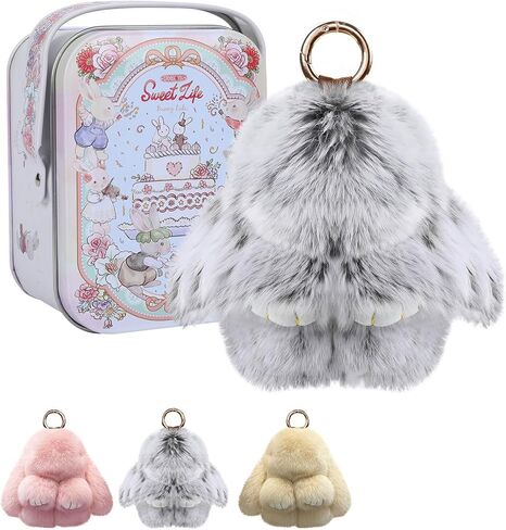 Bunnylulu Keychain with Box, Bunnylulu Keychain with Tin, Plush Bunny Keychain Decoration, Cute Bunny Bunnylulu in Saudi Arabia