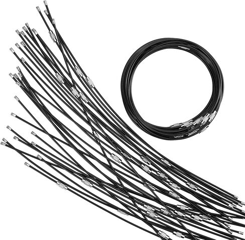 11.8 inches Steel Wire Keychain Cable,Large Plastic Coated Key Ring Loop,Luggage Tags Loops,2mm Twist Barrel,Black in Kuwait