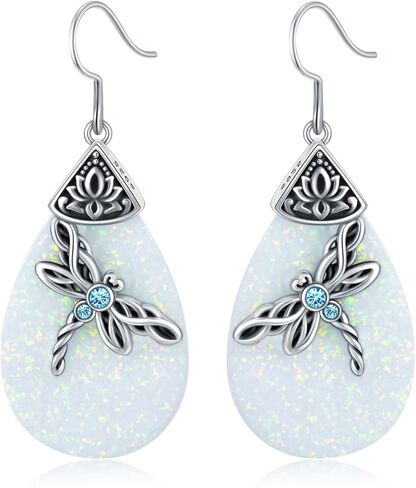 AOBOCO Sterling Silver Celtic Dragonfly Dangle Drop Earrings, Celtic Jewelry Birthday Gifts for Women Her Wife Mom in Kuwait