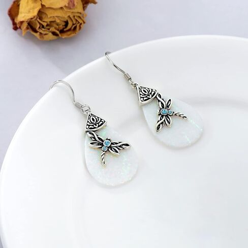AOBOCO Sterling Silver Celtic Dragonfly Dangle Drop Earrings, Celtic Jewelry Birthday Gifts for Women Her Wife Mom in Kuwait