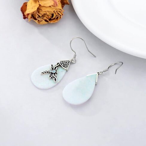 AOBOCO Sterling Silver Celtic Dragonfly Dangle Drop Earrings, Celtic Jewelry Birthday Gifts for Women Her Wife Mom in Kuwait