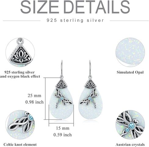 AOBOCO Sterling Silver Celtic Dragonfly Dangle Drop Earrings, Celtic Jewelry Birthday Gifts for Women Her Wife Mom in Kuwait