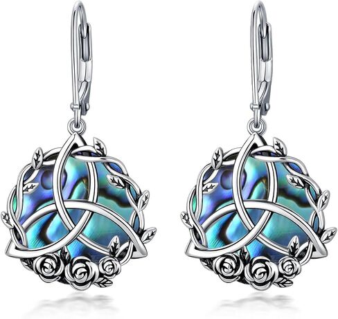 Seiyang 925 Sterling Silver Irish Celtic Earrings, Claddagh/Tree Of Life/Triquetra Trinity Celtic Knot Leverback Dangle Drop Earrings for Women Vintage Round Lucky Irish Celtic Jewelry in Kuwait