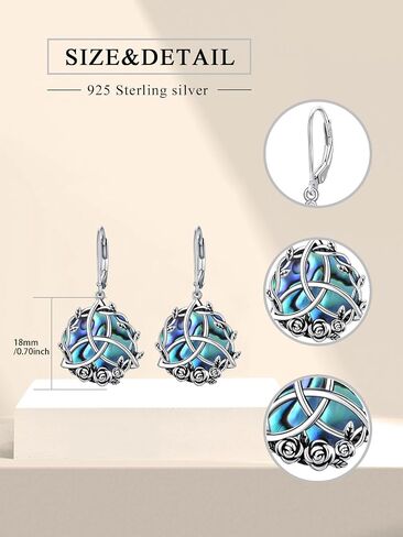 Seiyang 925 Sterling Silver Irish Celtic Earrings, Claddagh/Tree Of Life/Triquetra Trinity Celtic Knot Leverback Dangle Drop Earrings for Women Vintage Round Lucky Irish Celtic Jewelry in Kuwait