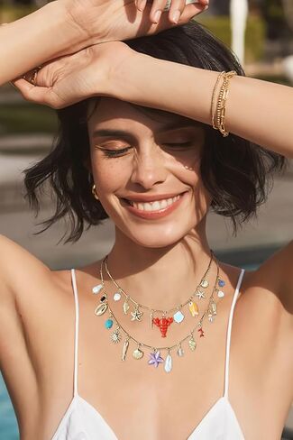 Sea Shell Necklace For Women With Two Layered Necklace Starfish Necklace Seashell Necklace Summer Beach Snail Shell Necklace Fashion Jewelry in Kuwait