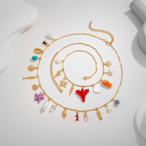 Sea Shell Necklace For Women With Two Layered Necklace Starfish Necklace Seashell Necklace Summer Beach Snail Shell Necklace Fashion Jewelry in Kuwait