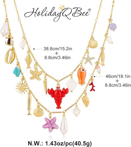 Sea Shell Necklace For Women With Two Layered Necklace Starfish Necklace Seashell Necklace Summer Beach Snail Shell Necklace Fashion Jewelry in Kuwait