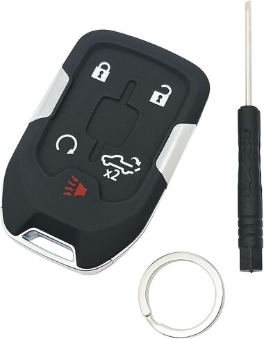حافظة مفتاح ذكي Fob مناسبة لـ 2022 2021 2020 2019 Chevy Silverado وGMC Sierra 1500 2500HD 3500HD استبدال غلاف مفتاح التحكم عن بعد للدخول بدون مفتاح (5 أزرار - أ) in Kuwait