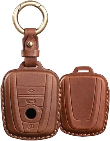 SANRILY for BMW I3 I8 Key Fob Cover 2014-2019 Keyless Entry Keychain Holder Full Protection Retro Hand-Made Leather Key Case Shell Blue in Kuwait