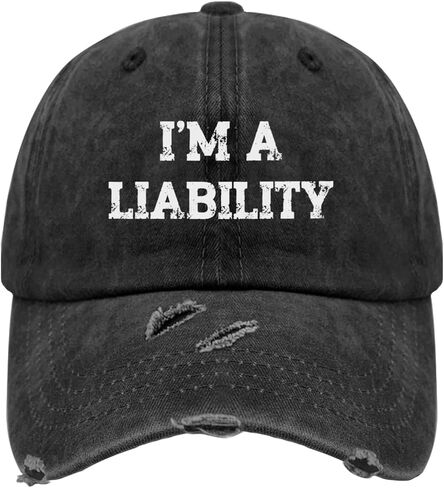 I'm A Liability Hat for Womens Washed Distressed Baseball Cap Aesthetic Washed Workout Hats in Kuwait